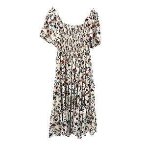 Ivy City Co Sweet Caroline Smocked Floral Midi Dress Puff Sleeve Cottagecore‎ M